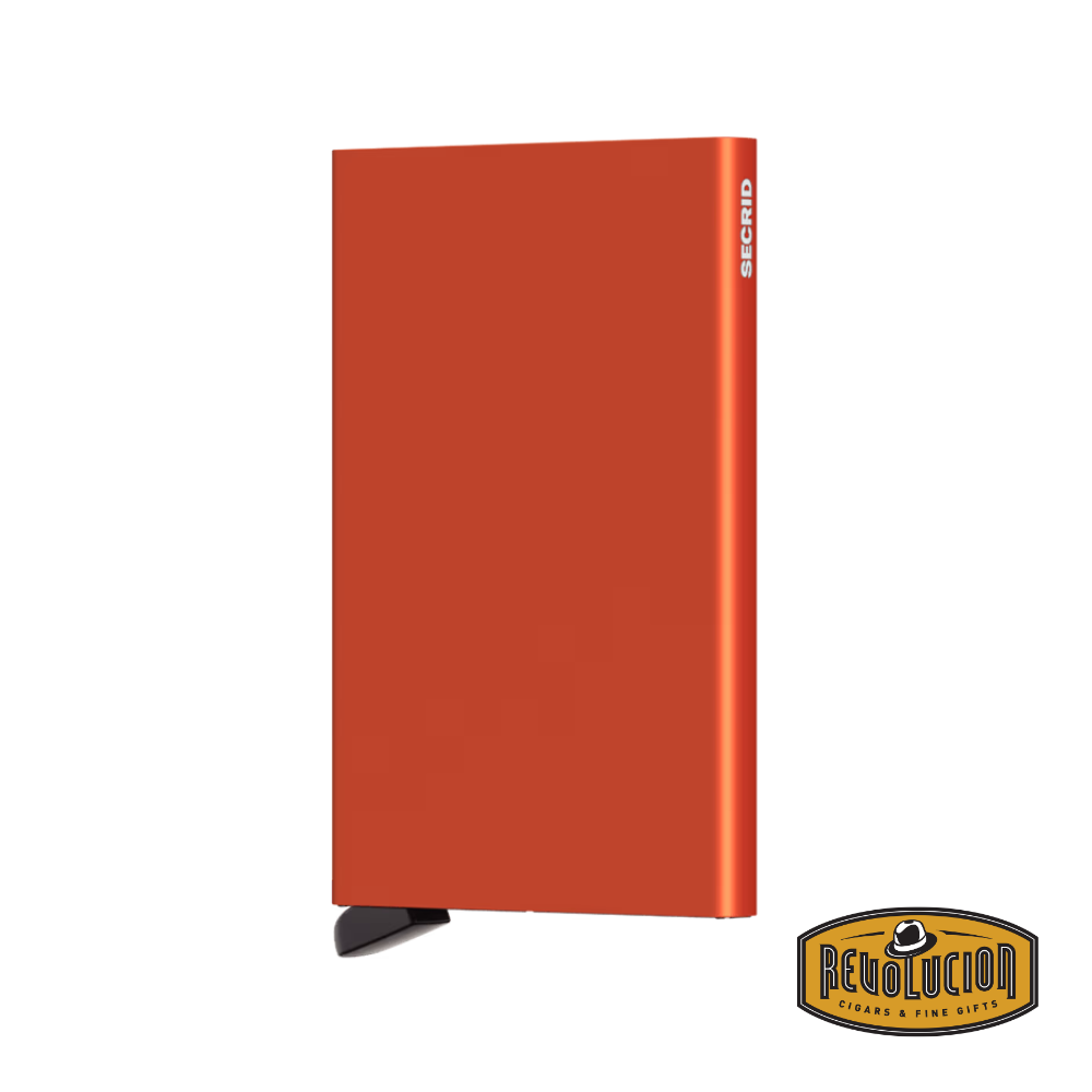 Secrid Aluminium Cardprotector Wallet in vibrant orange, a bold and secure RFID-blocking cardholder for up to six cards.