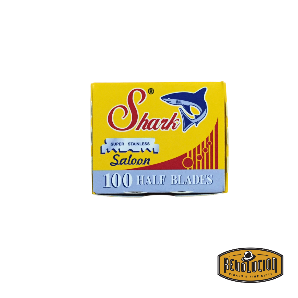 Shark Half Blades 100-pack box designed for use with shavette razors.