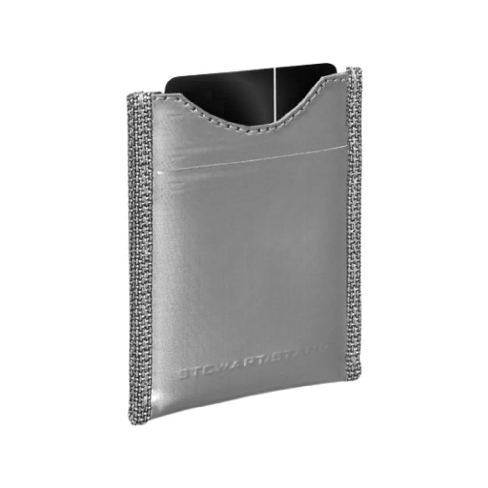 Front view of the Stewart/Stand Wallet Money Clip in silver, featuring a sleek stainless steel finish.