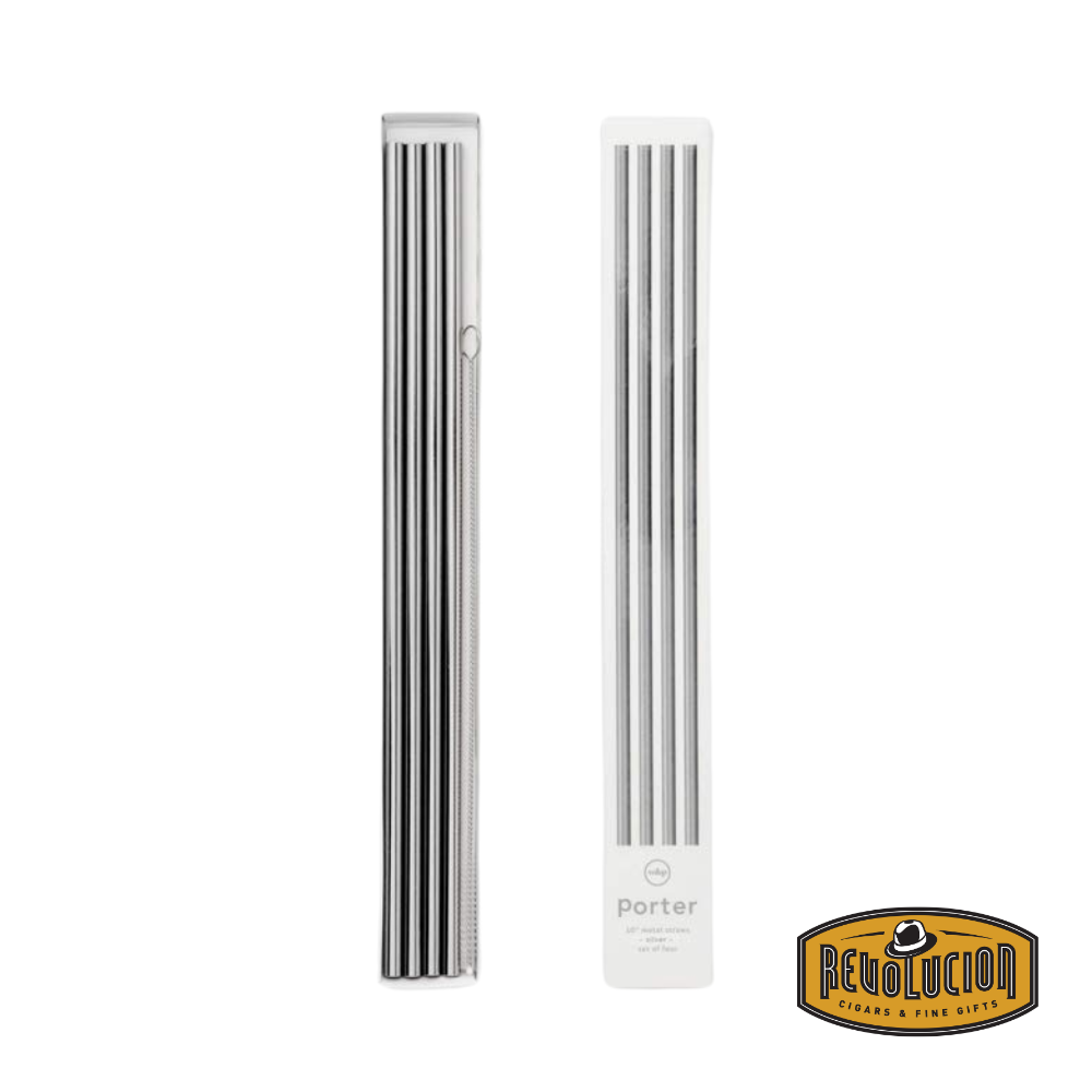 W&P Metal Straws 10’’ in Silver – A set of sleek, reusable stainless steel straws designed for durability and style. Ideal for eco-conscious sipping, these long silver straws are perfect for tall glasses and beverages.
