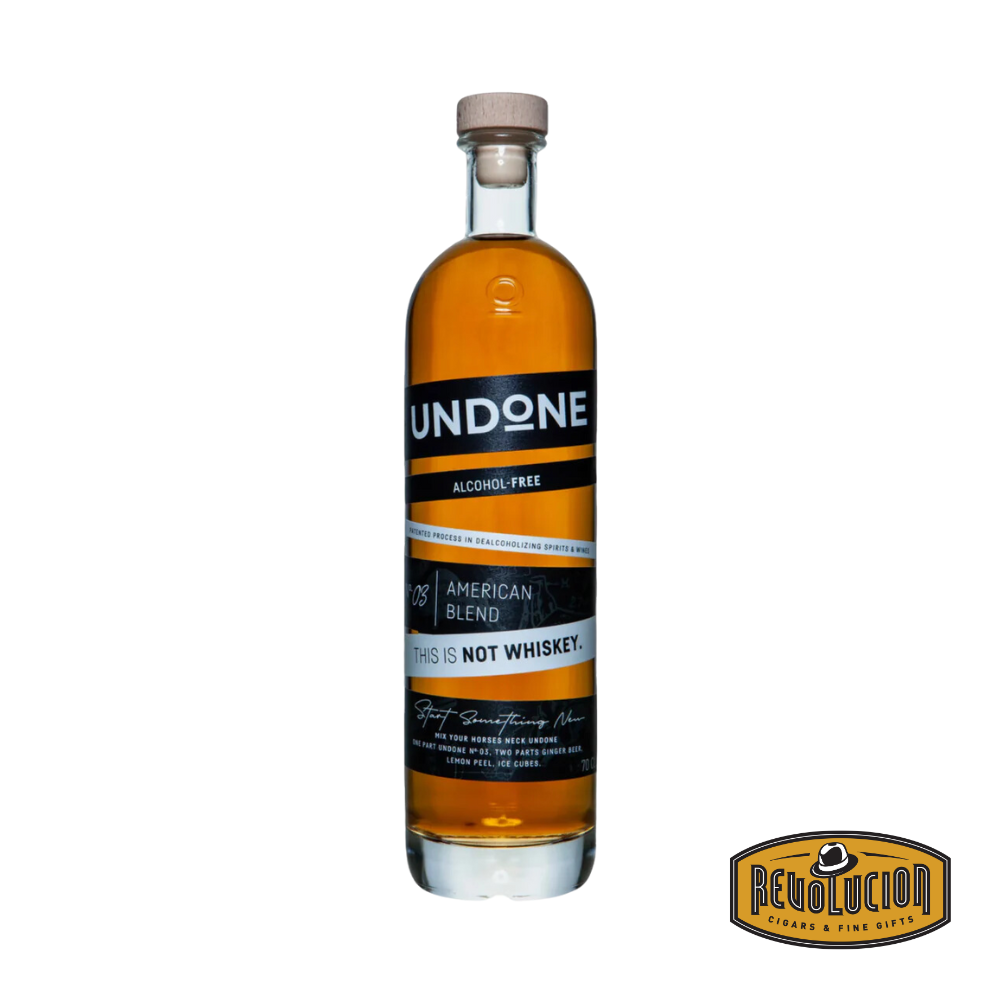 Undone American Blend – Not Whiskey 700 mL bottle, featuring a distinctive label and amber liquid that evokes the classic look of traditional whiskey.