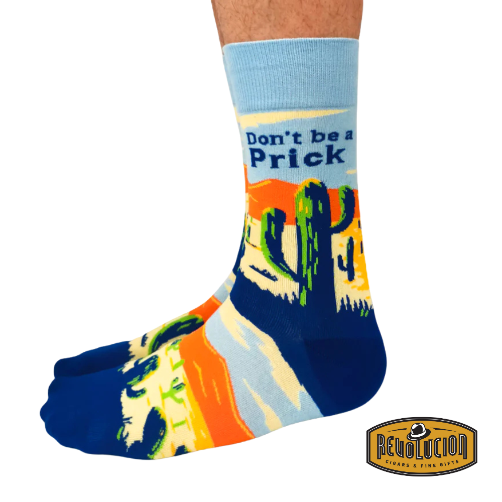 Uptown Prickly calf-length cotton unisex socks, side view featuring a playful cactus-themed design for plant lovers and trendsetters.
