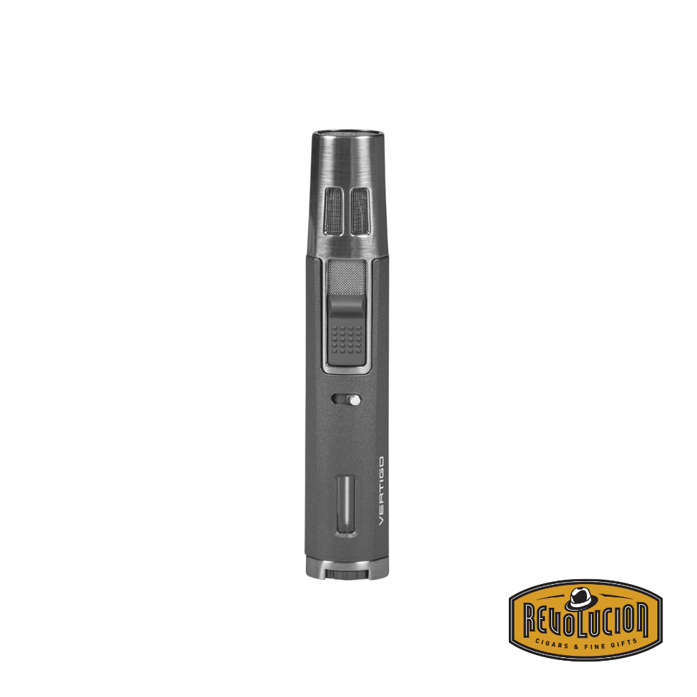 Vertigo Dagger Dual Flame Lighter in chrome, combining elegance and functionality for cigar enthusiasts