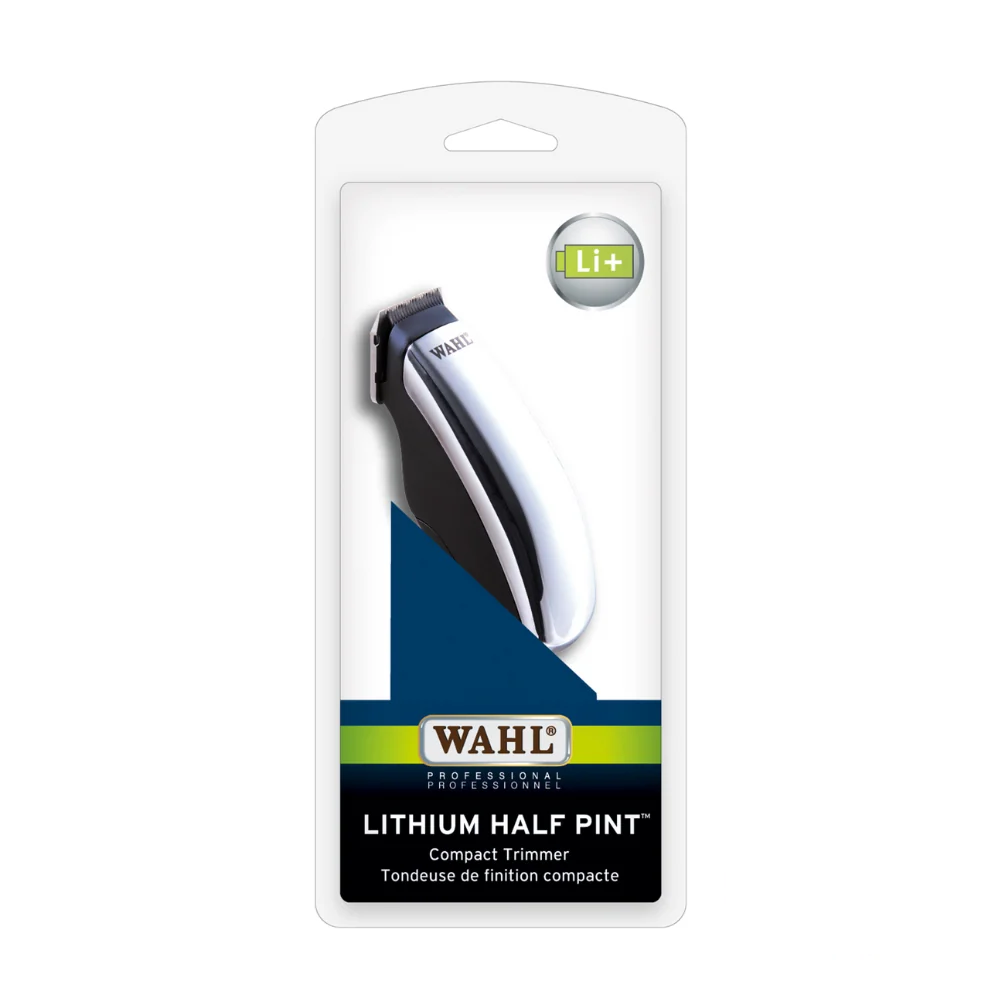 Wahl Half Pint Lithium Trimmer retail box with branding and product image.