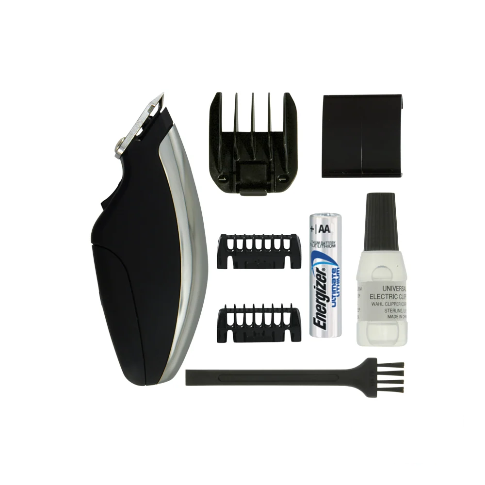 Wahl Half Pint Lithium Trimmer with all included tools and accessories.