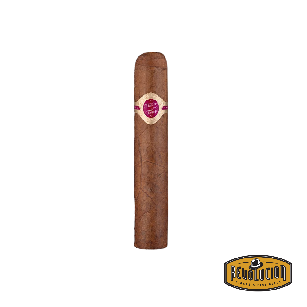 Warped Maestro Del Tiempo Robusto cigar featuring a rich brown wrapper and detailed band, representing premium Nicaraguan craftsmanship and medium-full strength character.