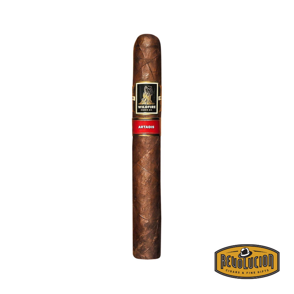 Wildfire Artaois Toro is a full-strength Nicaraguan cigar in a toro format, featuring a firm, oily wrapper and robust construction, suggesting bold and intense flavors.