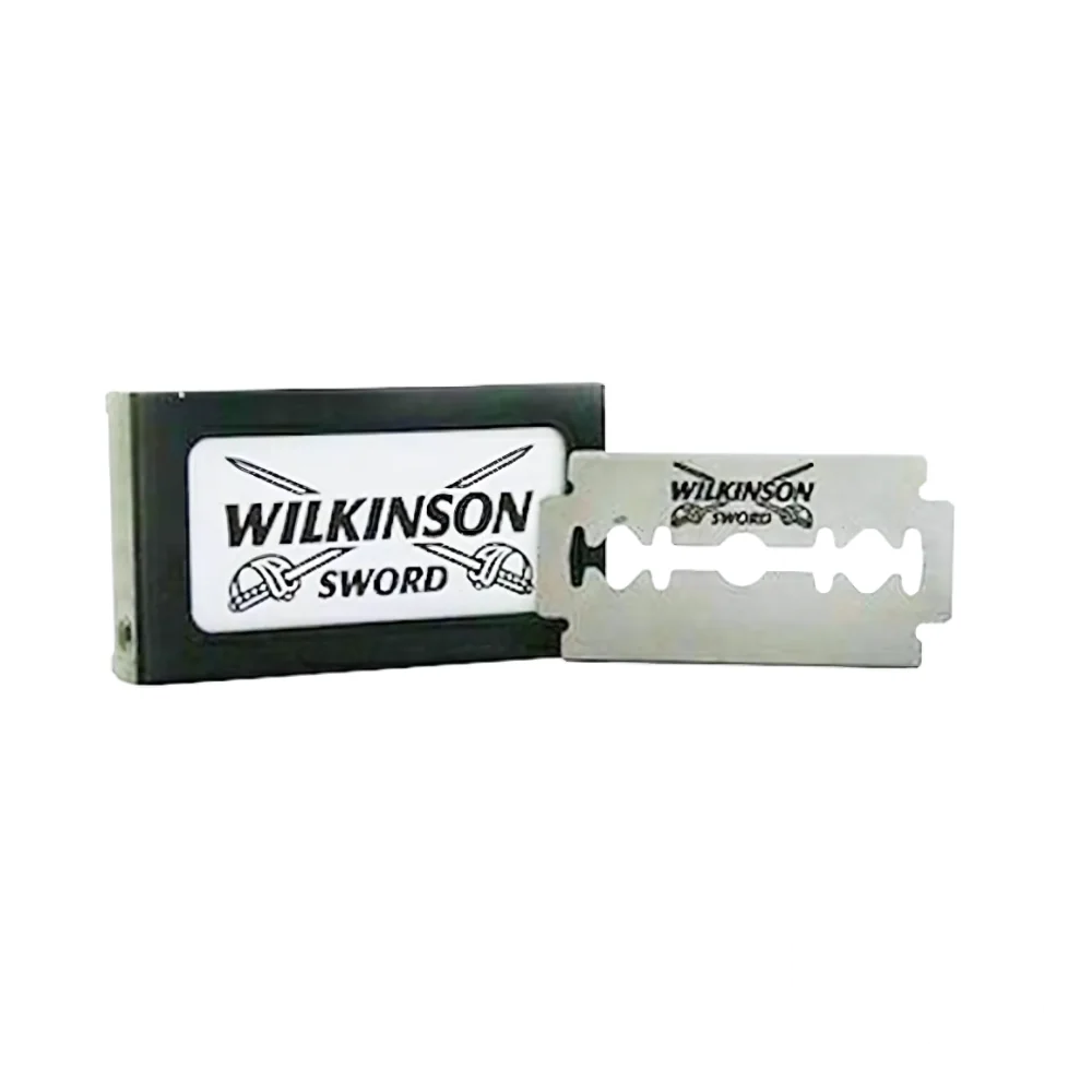 Wilkinson Sword razor blades 5-pack with sleek black and silver packaging.