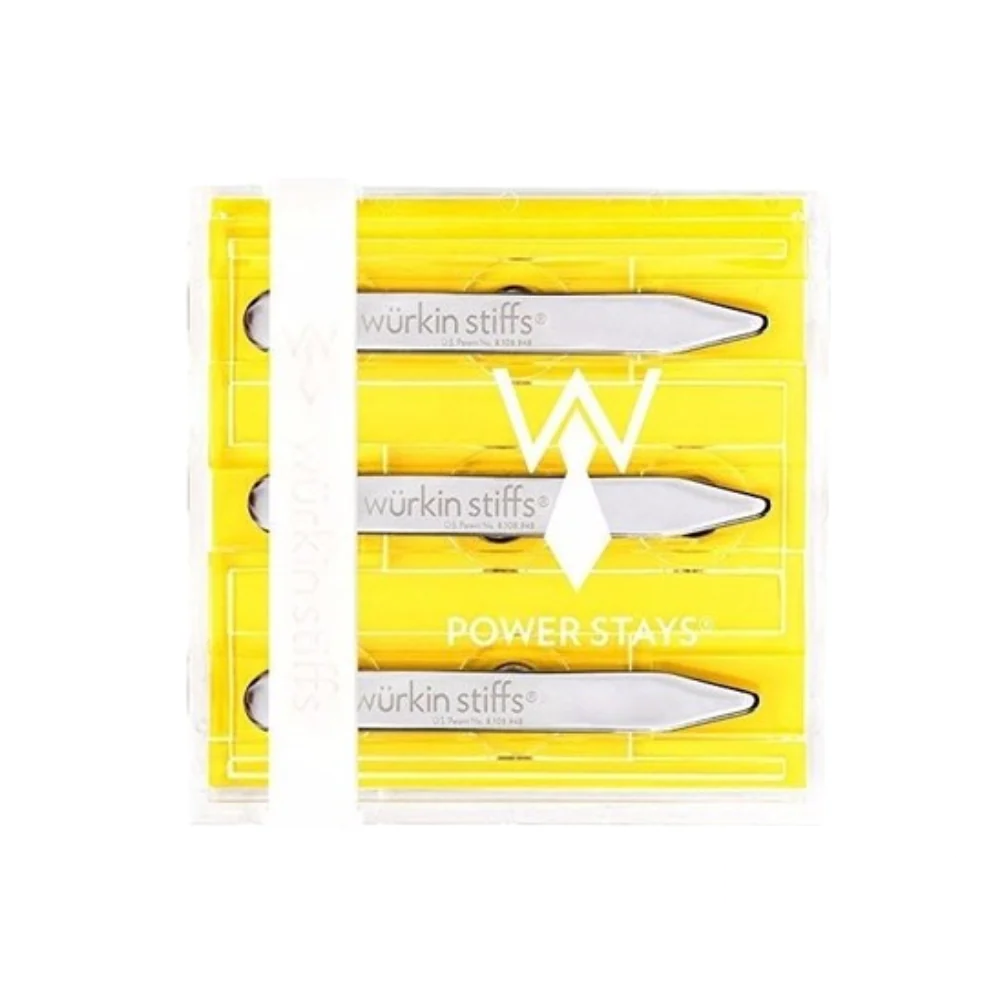 Wurkin Stiffs Power Collar Stays 3" set with magnetic buttons displayed in packaging.