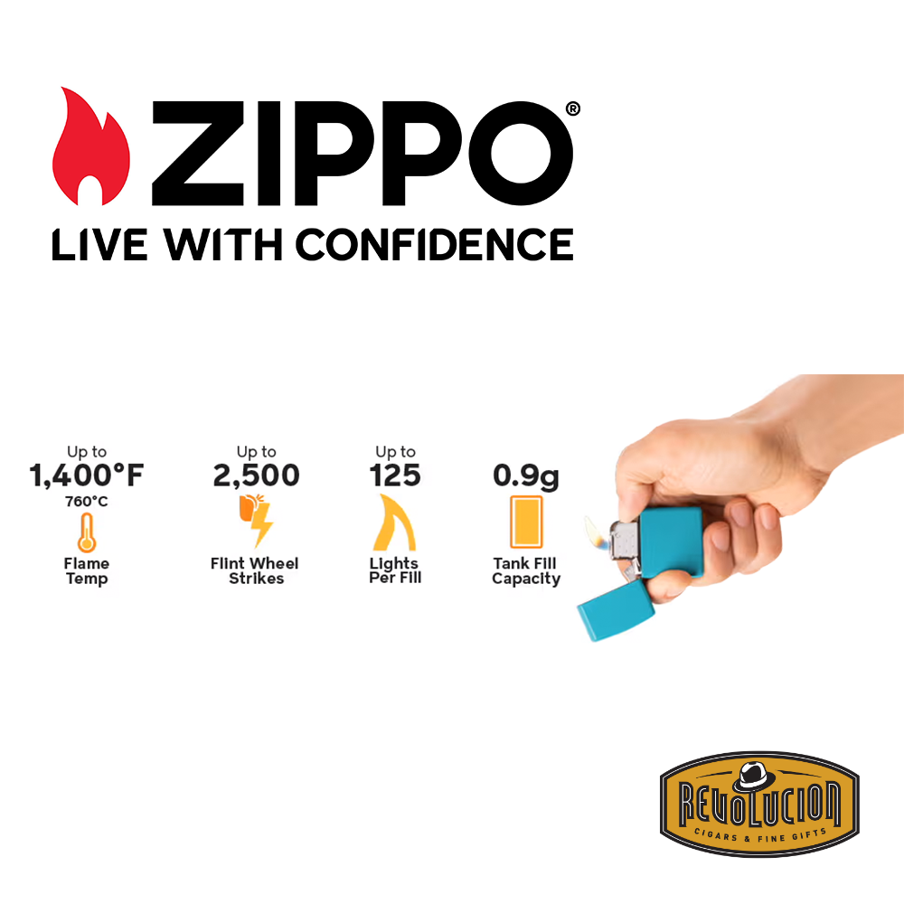 A detailed view of the Zippo insert, highlighting its design, dimensions, and fuel requirements.