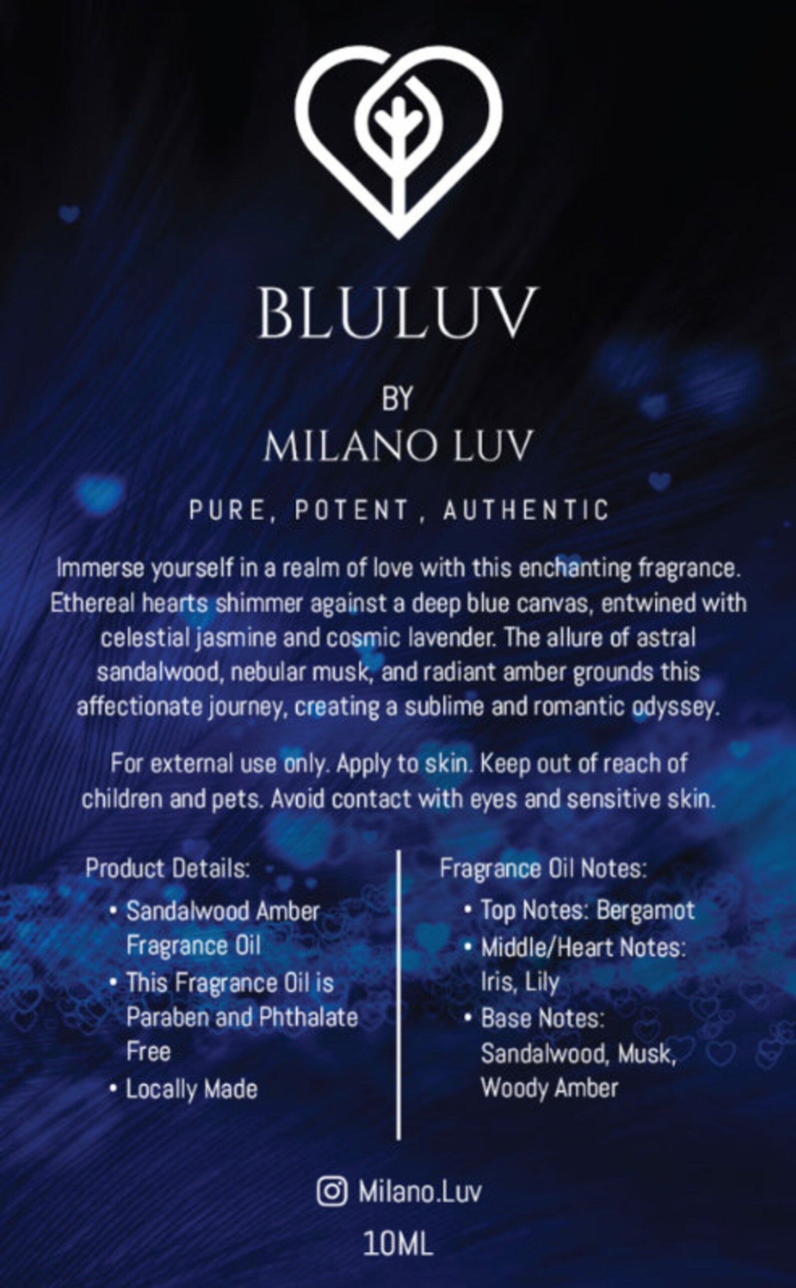 Parfum aux huiles essentielles Milano Luv