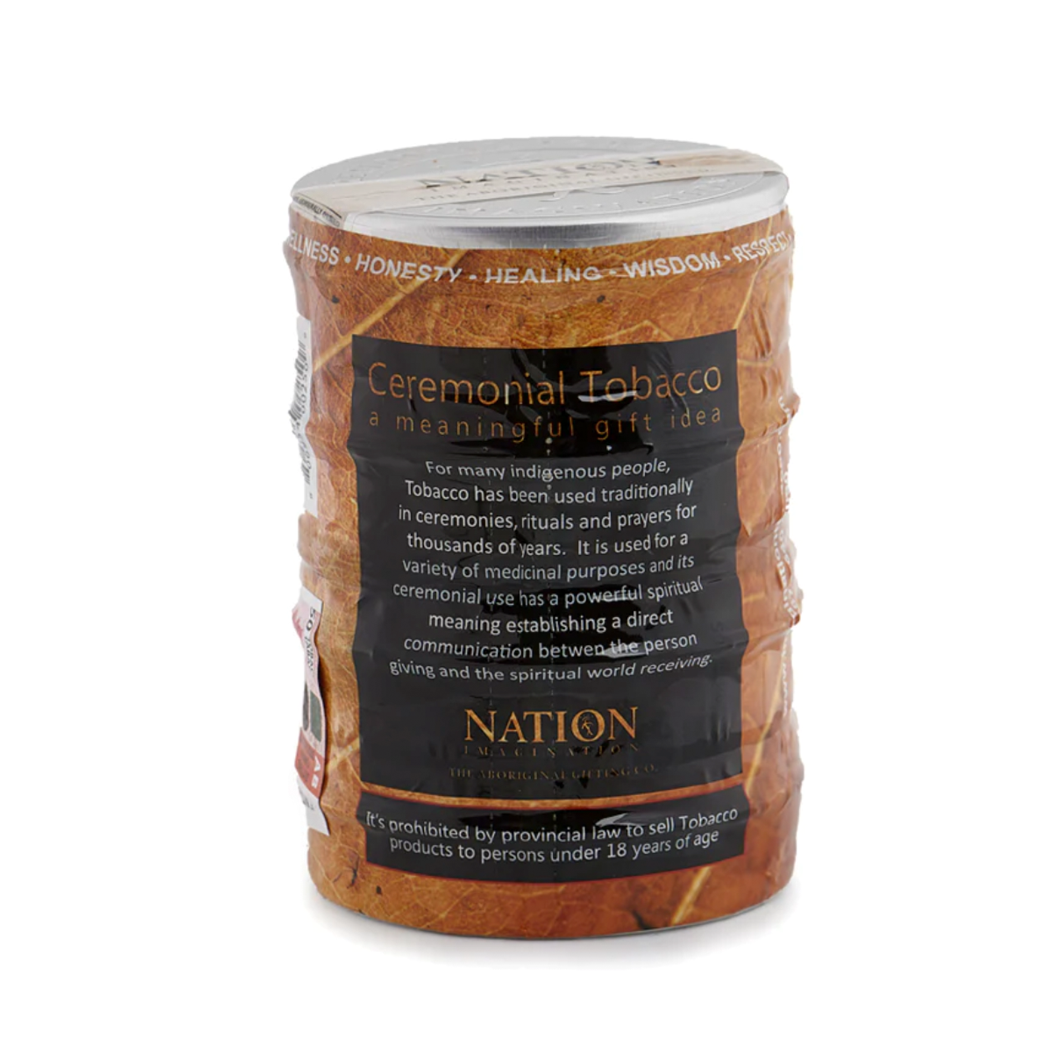 Back side of the Imagination Ceremonial Tobacco Gift Pack, showing product details.