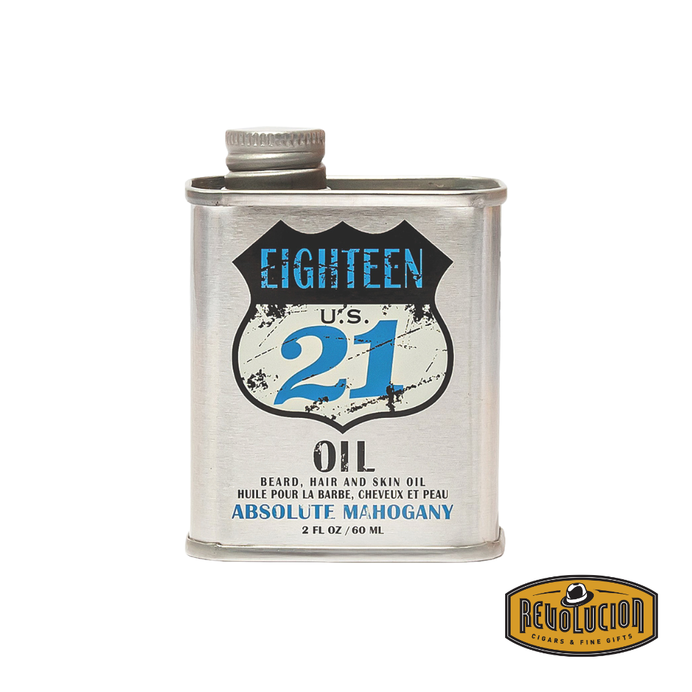 18.21 Man Made Beard, Hair and Skin Oil - Absolute Mahogany - 60ml bottle, front view.