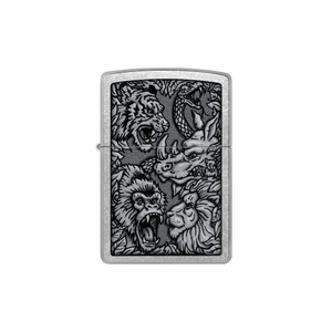 Zippo Jungle Design Lighter silver metal