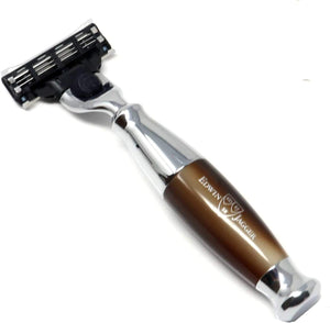 Edwin Jagger Chrome Plated - Diffusion 36 Series Imitation Light Horn Handle Compatible With Gillette Mach3 Razor Cartridge. Shaving and grooming, Revolucion Lifestyles, mens gifts and lifestyle store in Vancouver.