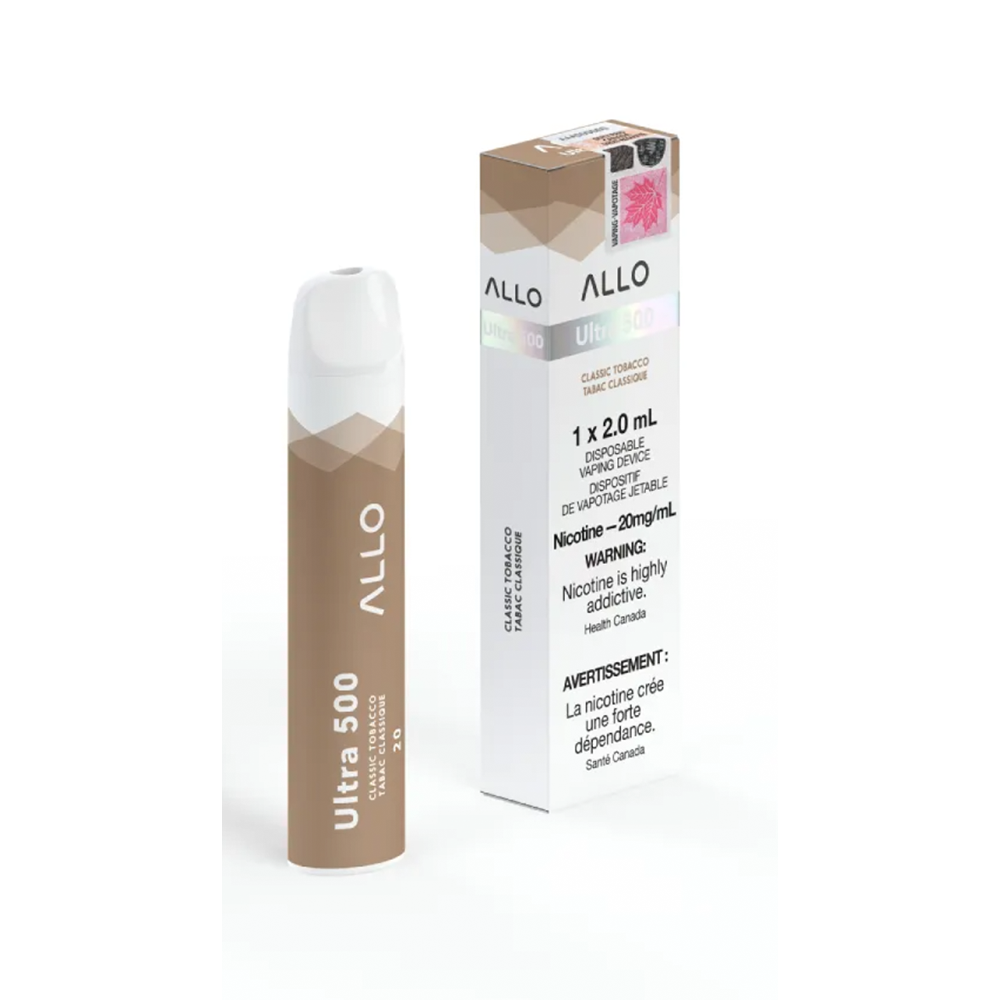 Allo Ultra 500 Disposable vape - Classico Tobacco 20mg/ml. Revolucion Lifestyle Vancouver, best smoke shop online and instore.