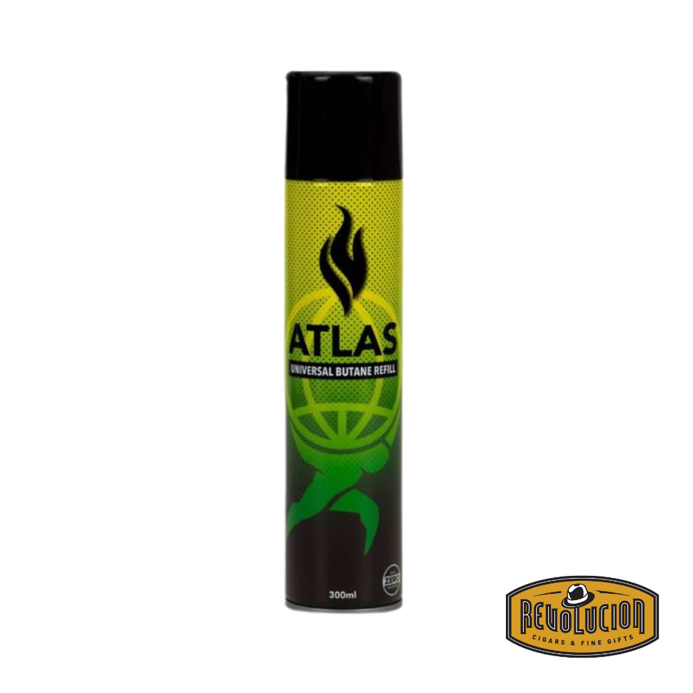 Atlas Butane Gas 300ml canister with a precision nozzle, ideal for refilling lighters and torches.