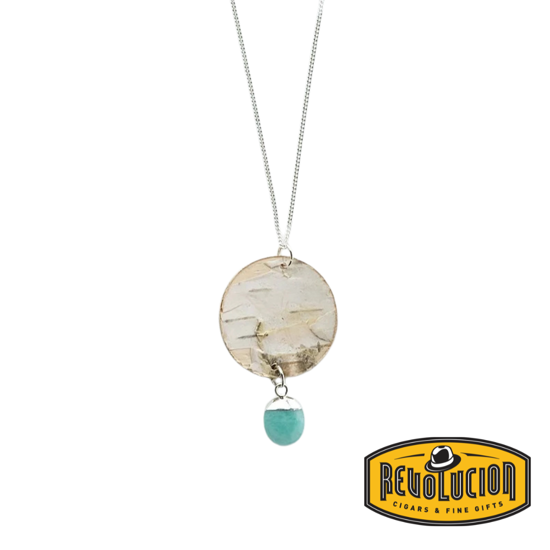 Steorra Birch Bark Necklace with Oval Amazonite Stone