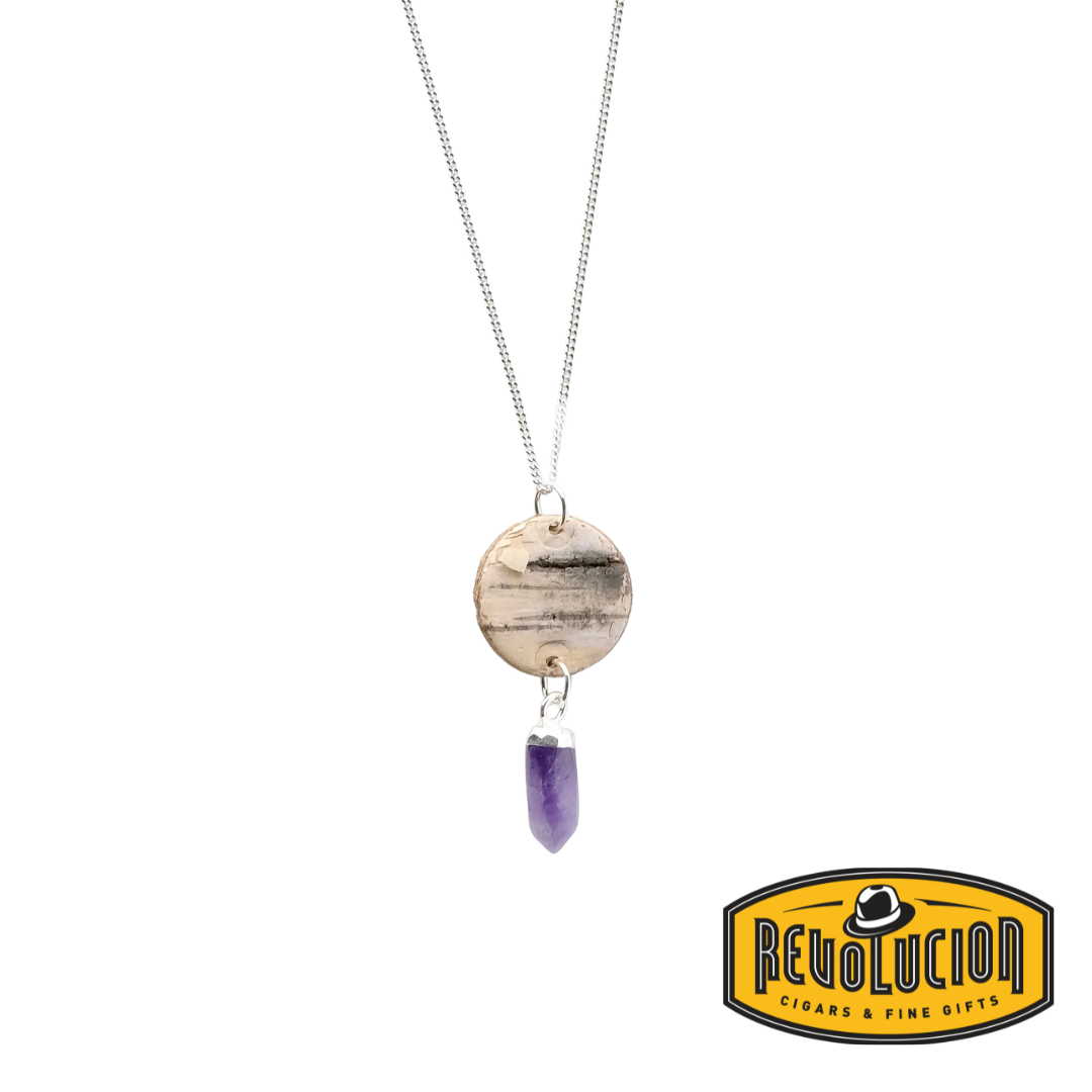 Steorra Birch Bark Necklace with Amethyst Point