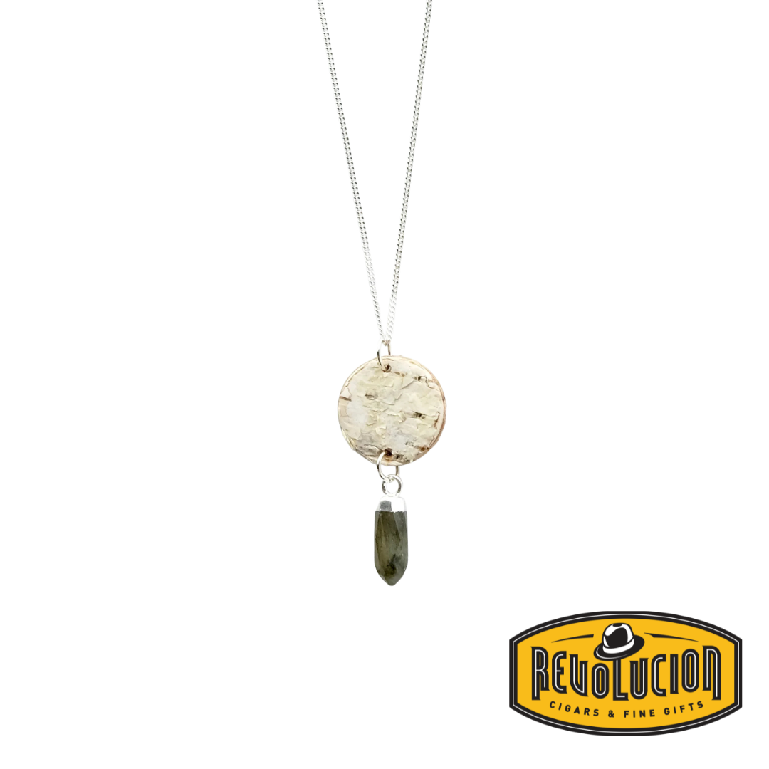 Steorra Birch Bark Necklace with a Labradorite Point