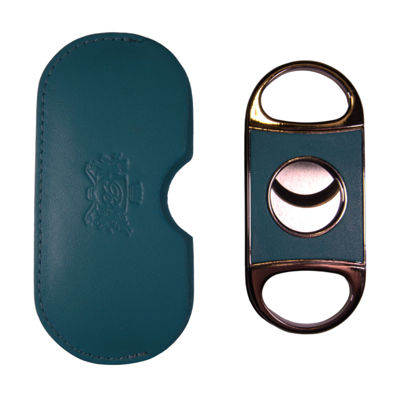 Brizard & Co Cutter "Double Guillotine II" Cigar Cutter - Positano (Turquoise & African Mahogany)
