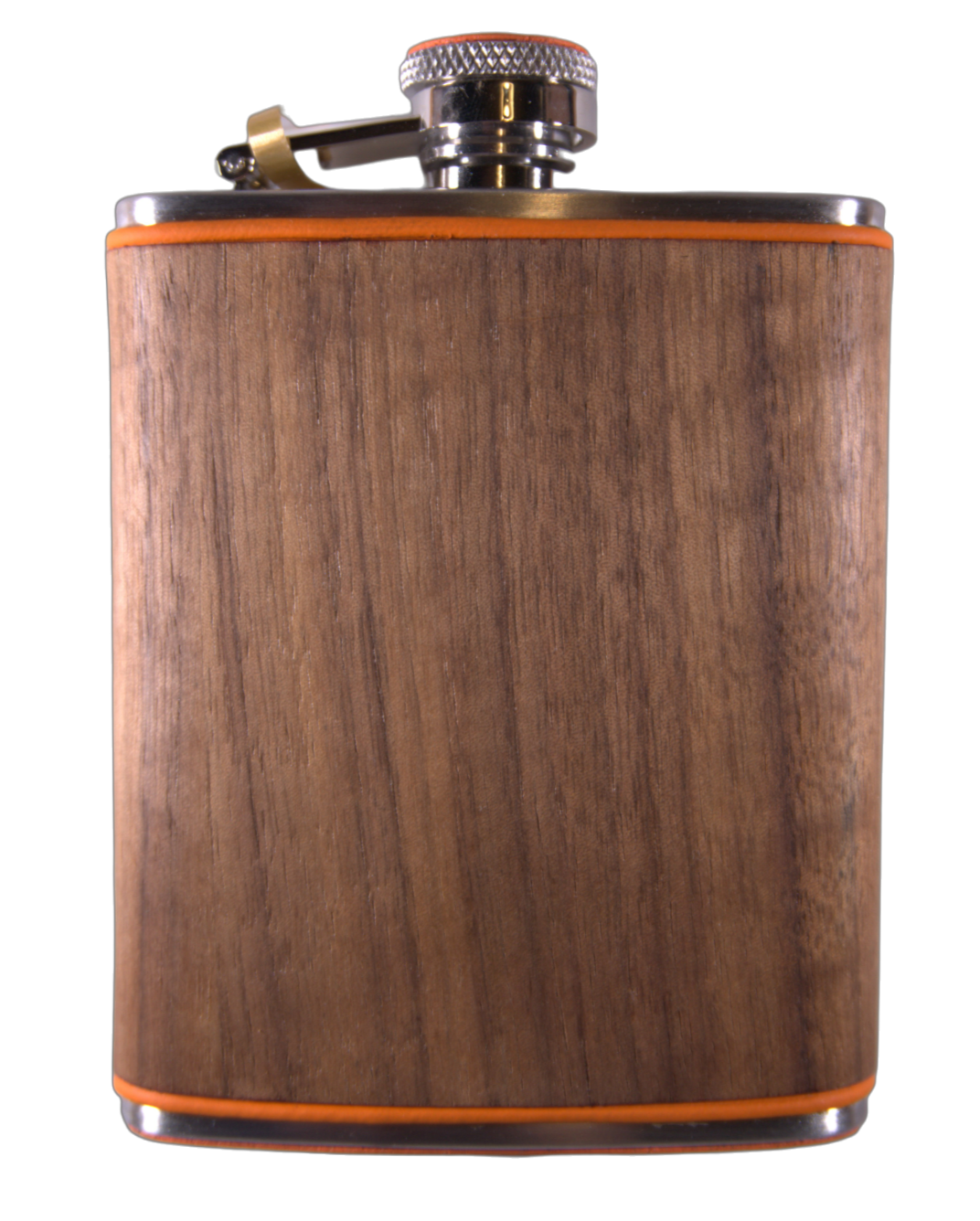 Brizard &amp; Co Flask - Curly Walnut &amp; Racing Orange