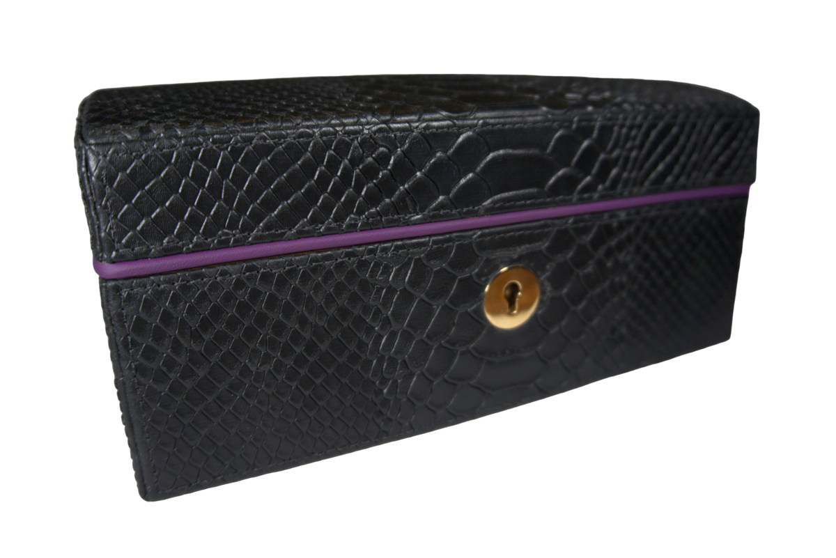 Brizard &amp; Co &quot;La Casita de Puros&quot; Humidor - Black Python &amp; Purple (12/20 Count)