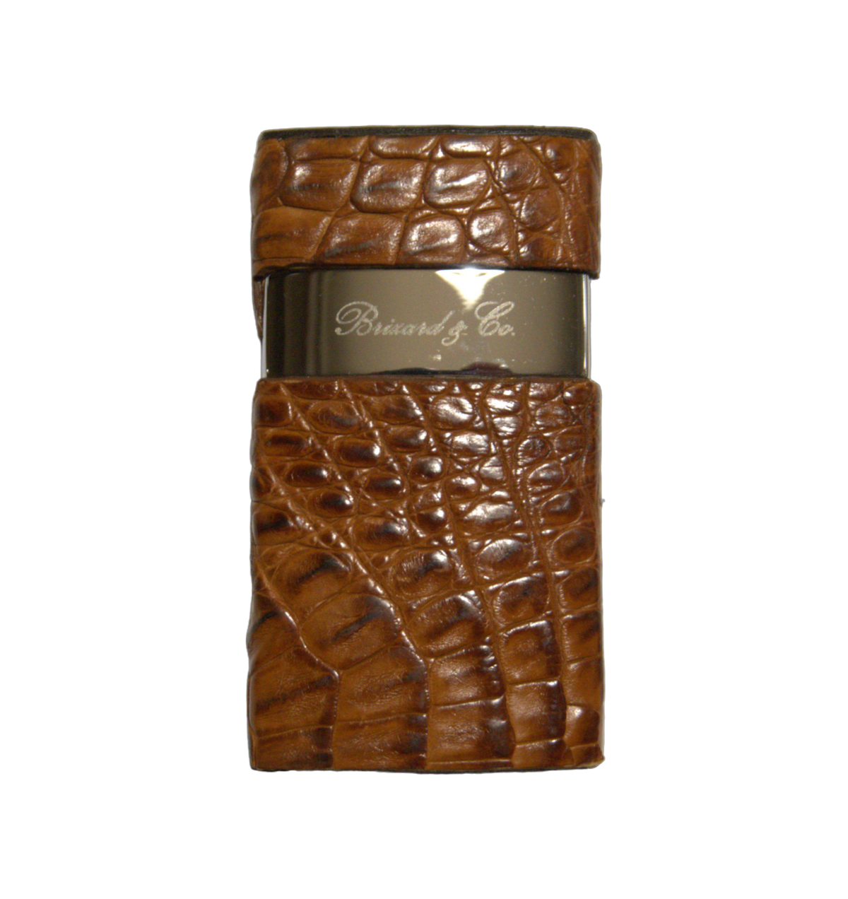 Brizard &amp; Co Venezia Single Flame Lighter - Genuine Caiman Cognac &amp; Coffee