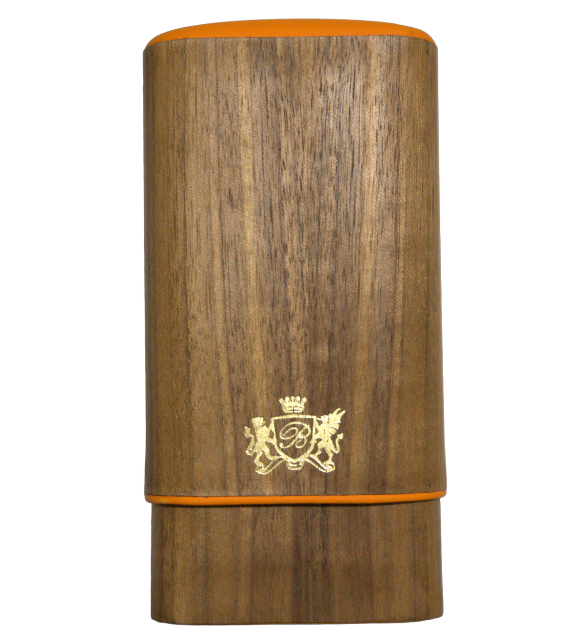 Brizard &amp; Co Show Band 3 Cigar Case - Curly Walnut &amp; Racing Orange