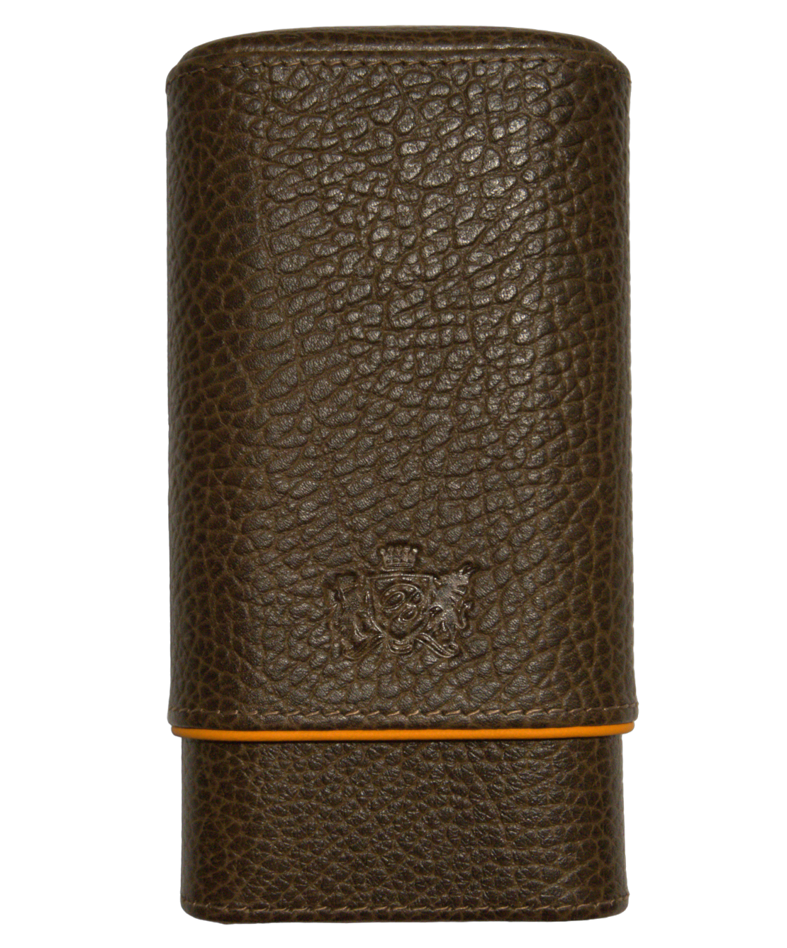 Brizard &amp; Co Show Band 3 Cigar Case - Nappa Brown &amp; Orange