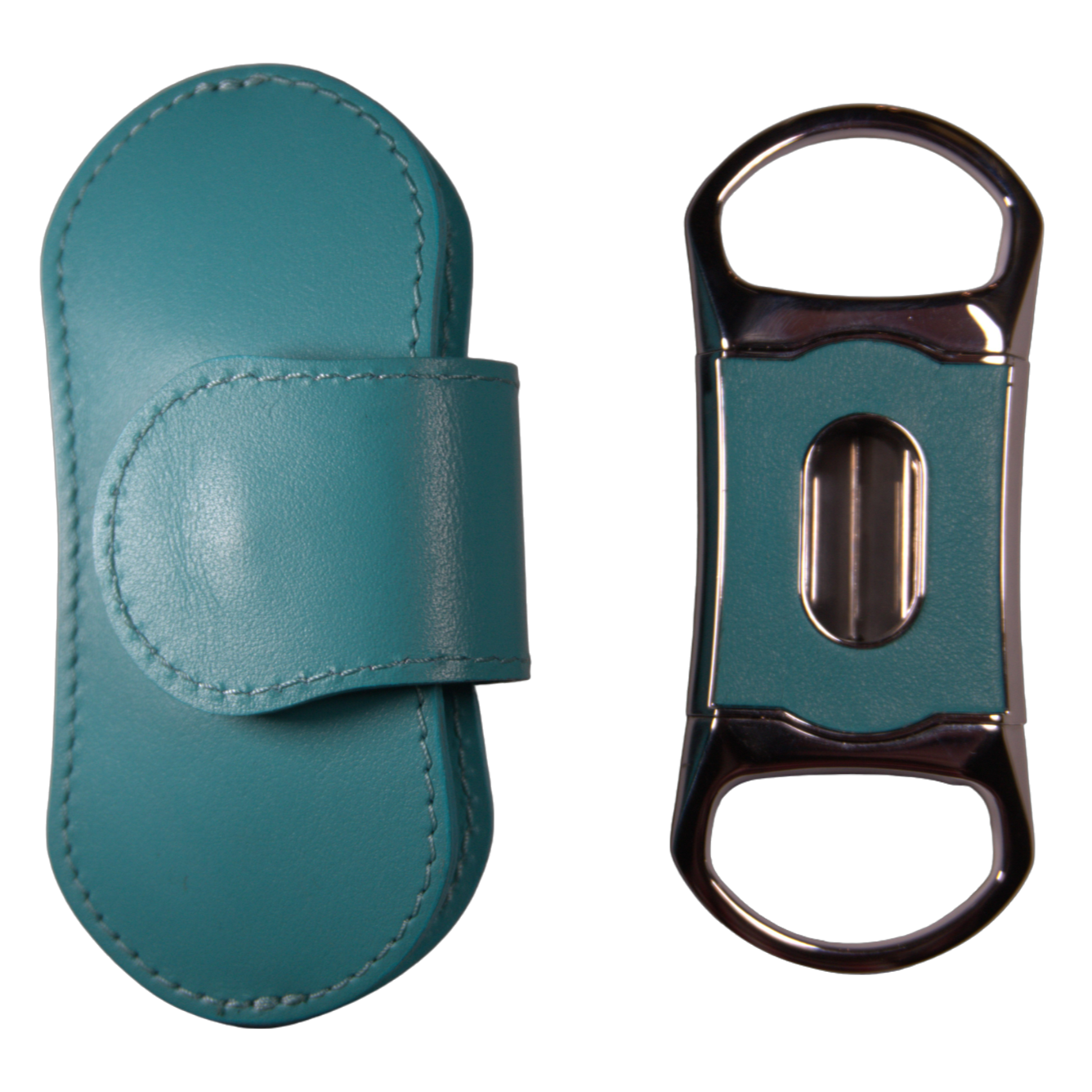 Brizard & Co. The "V" Cigar Cutter - Positano Turquoise & African Mahogany