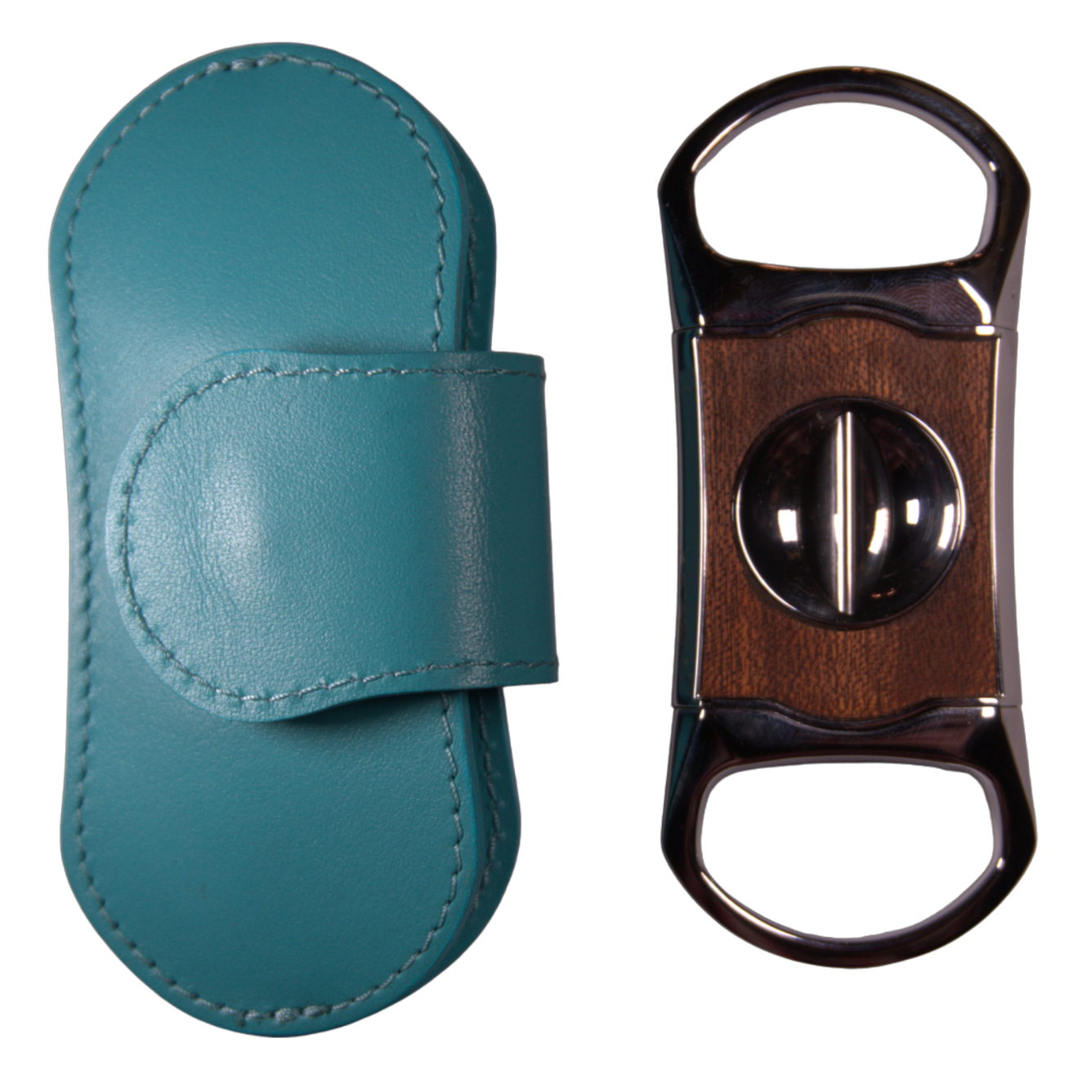 Brizard & Co. The "V" Cigar Cutter - Positano Turquoise & African Mahogany