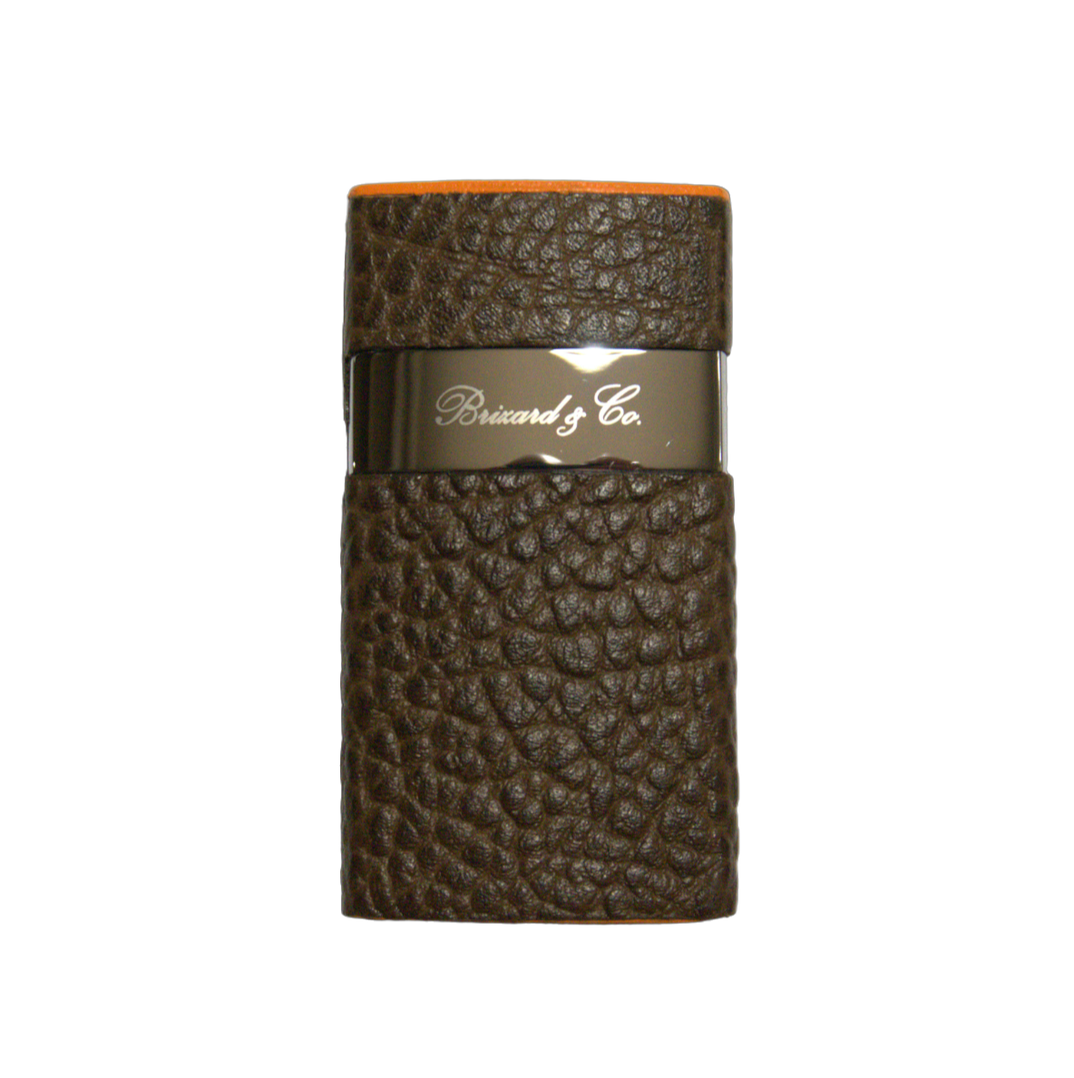 Brizard &amp; Co Venezia Single Flame Lighter - Nappa Brown &amp; Orange