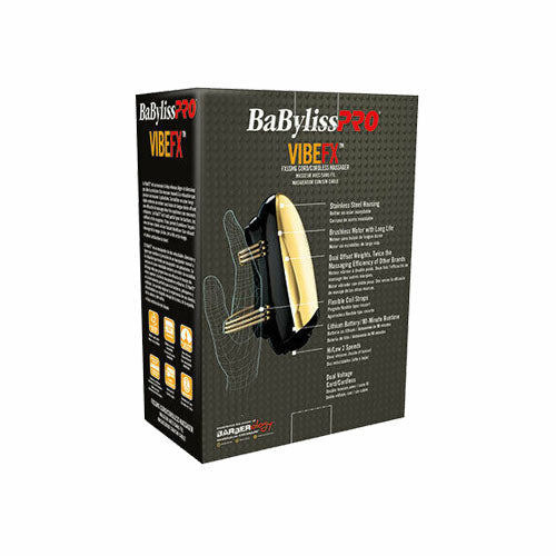 Babyliss PRO VIBEFX Cordless Gold Massager. Mens shaving and grooming products - Revolucion Lifestyle Vancouver