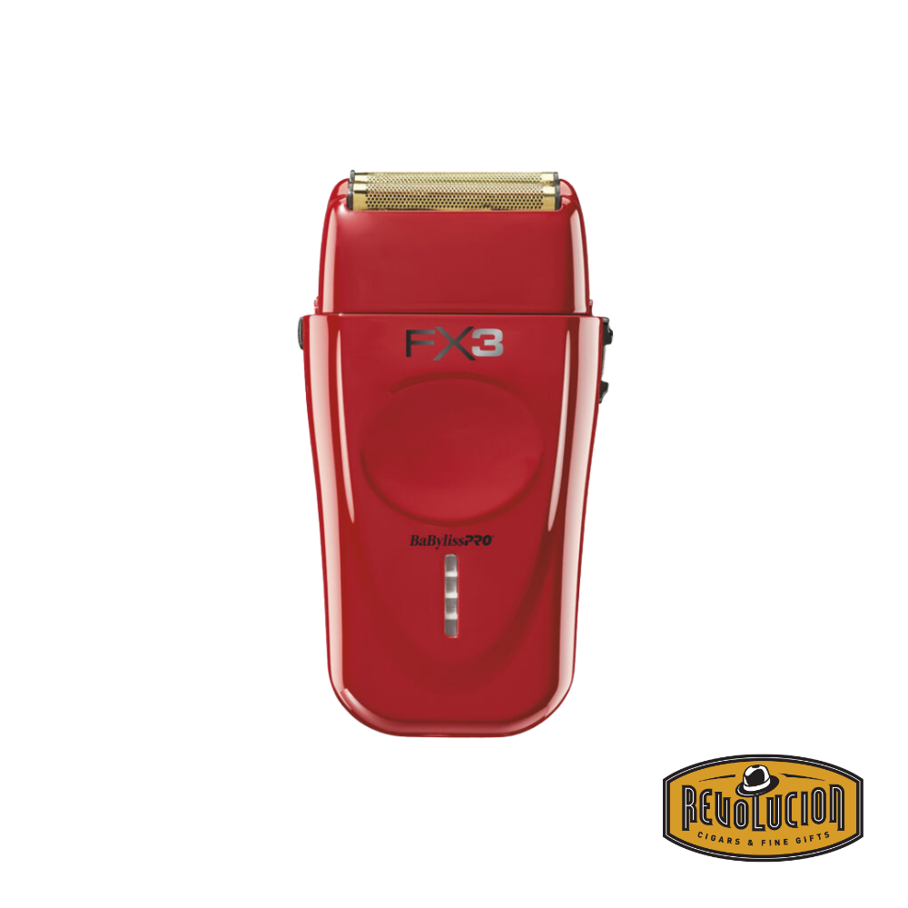 Babyliss Pro FX3 Foil Shaver – a sleek, professional-grade electric shaver in a bold red and black design, featuring dual foils and ergonomic contours for precision grooming.