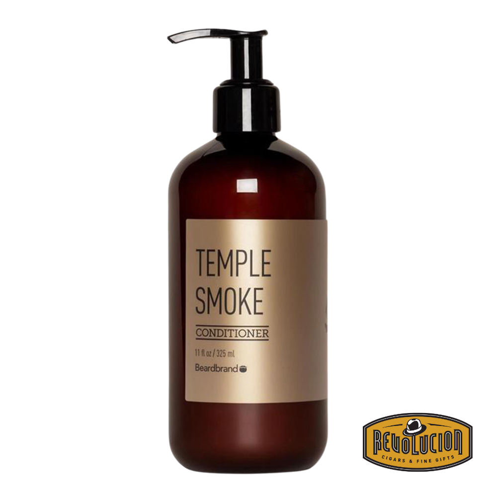 Beardbrand Conditioner Temple Smoke in a sleek dark bottle, representing its smoky, mysterious essence.