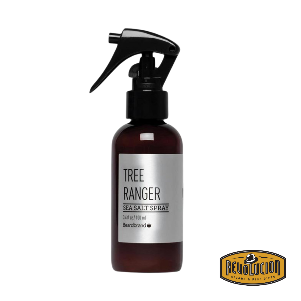 A bottle of Beardbrand Seasalt Spray in the Tree Ranger scent, designed to add texture and volume to hair and beard with a refreshing, woodsy aroma.