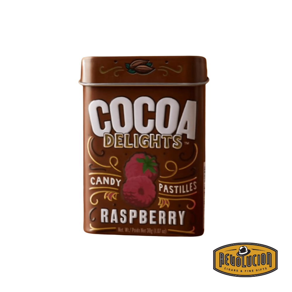 A single tin of Big Sky Mints Cocoa Delights Raspberry, highlighting the sleek design.