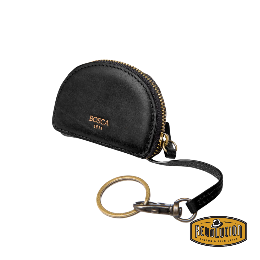 Bosca Unisex Zipper Leather Coin Purse in Black, a compact and stylish accessory with a smooth leather finish, designed for carrying coins and small essentials.