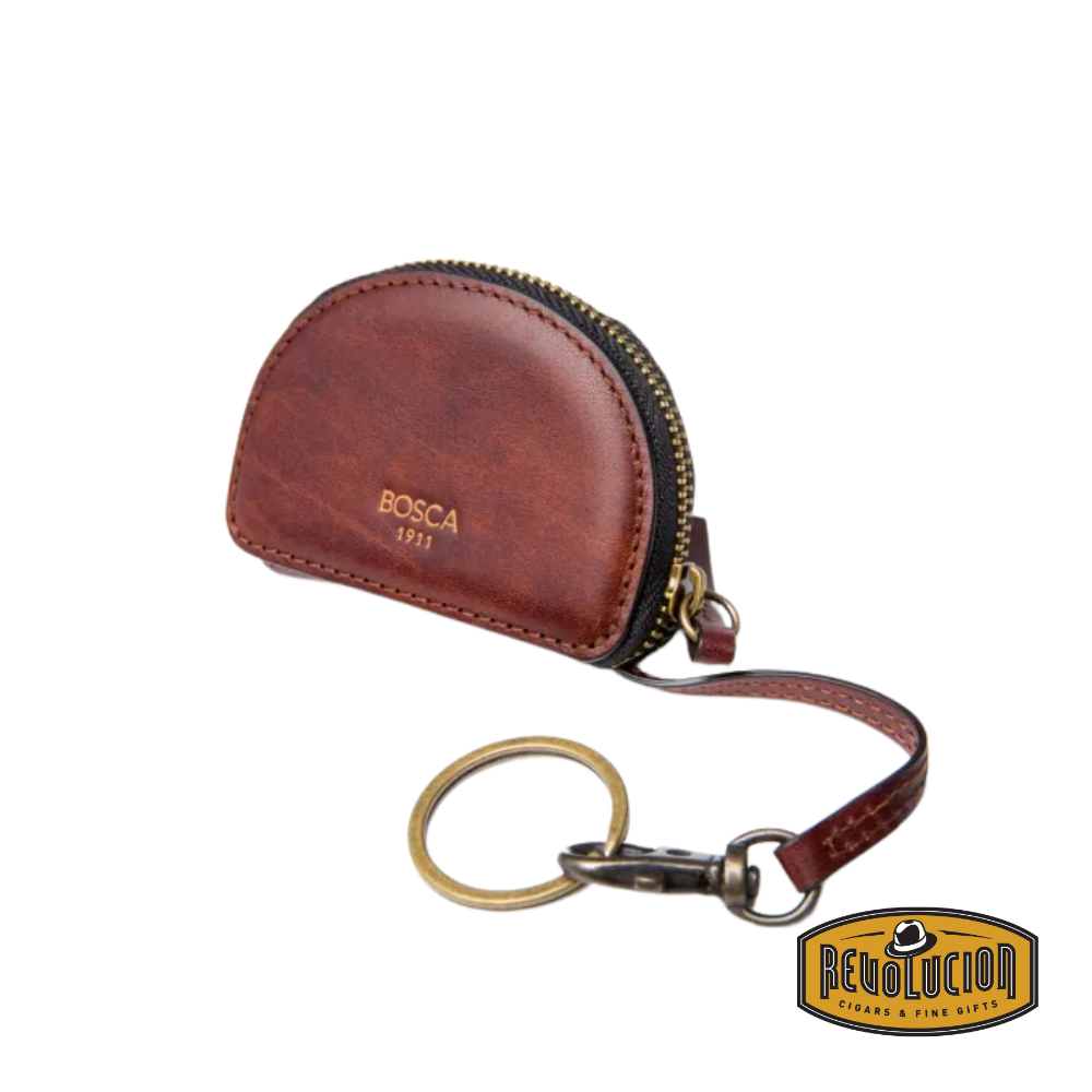 Bosca Unisex Zipper Leather Coin Purse in Dark Brown, crafted from high-quality leather with a sleek, compact design for carrying coins and small essentials.