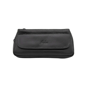 Brigham Combo Leather Pipe & Tobacco Flap Case - Black
