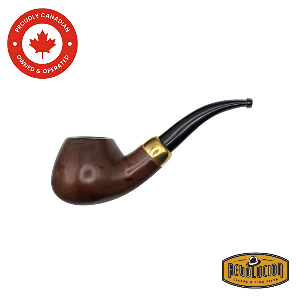 Brigham Anton Pipe Maple Brown #05 with a curved stem and polished maple brown finish, showcasing a classic and sophisticated smoking pipe design.