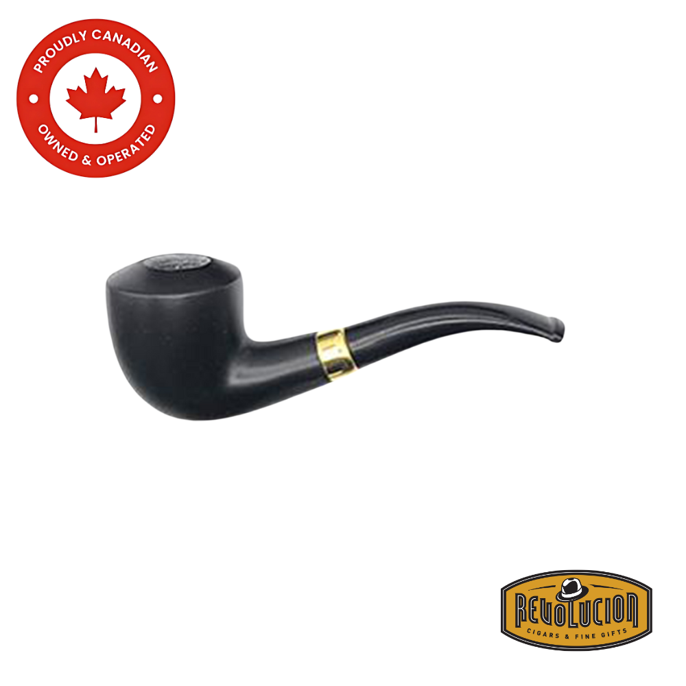 Brigham Anton Pipe - Maple Black #04 Smoking Pipe featuring a sleek black finish and traditional bowl, shown in side view.