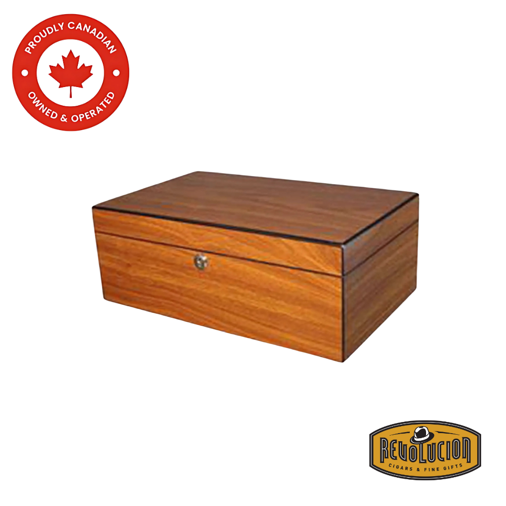 Brigham Celestial Matte Finish Humidor - 75 Count in a sophisticated walnut finish, designed with premium craftsmanship for optimal cigar preservation.