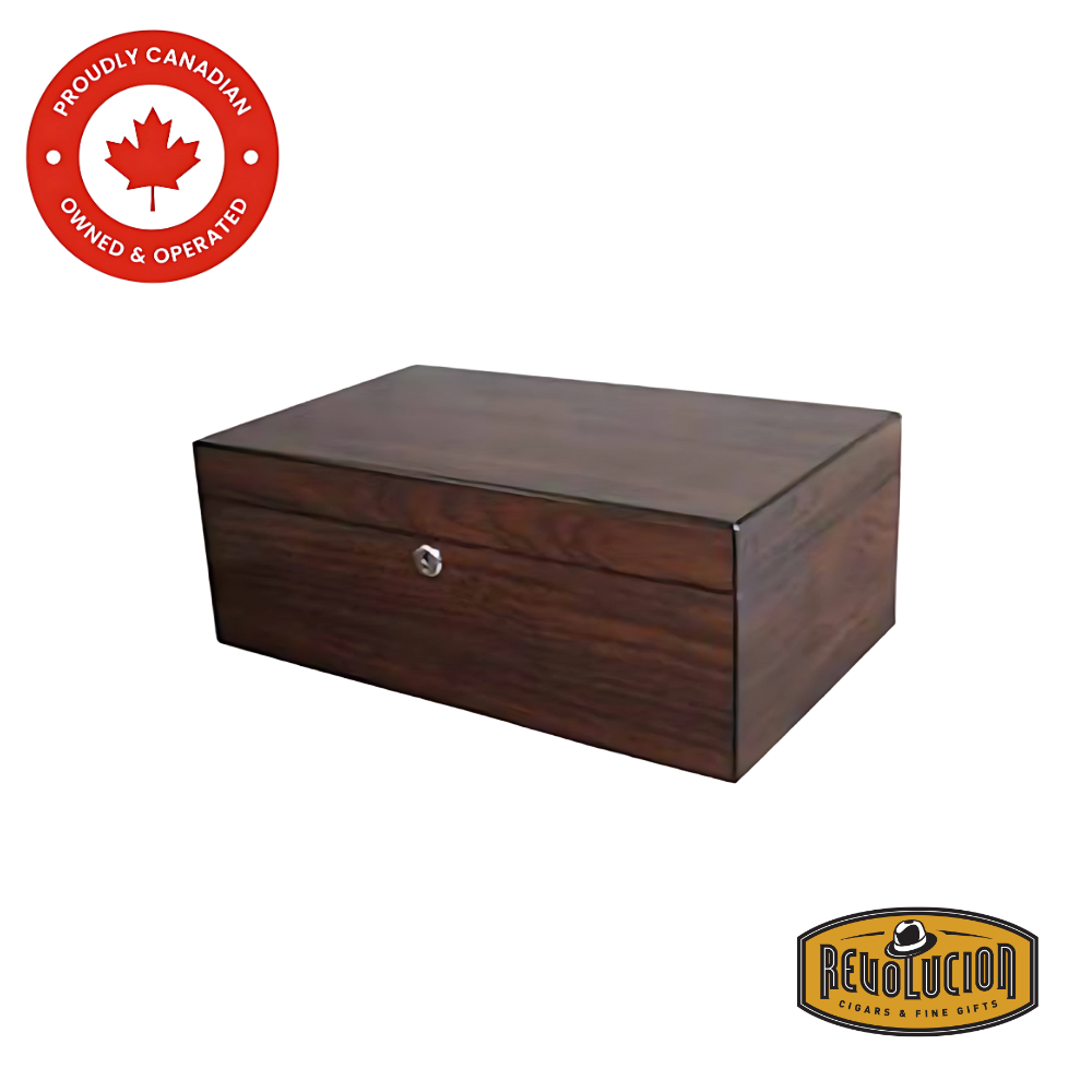 Brigham Celestial Matte Finish Humidor - 75 Count in a sophisticated walnut finish, designed with premium craftsmanship for optimal cigar preservation.