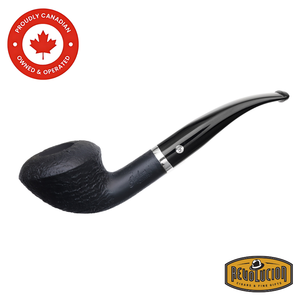 Brigham Chinook #26 Smoking Pipe – a bent-stem pipe with a smooth, dark-stained briar bowl and a high-polish black acrylic mouthpiece, showcasing classic Canadian pipe design and craftsmanship.