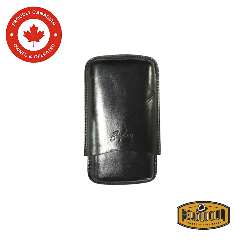 Brigham Cigar Case 3F Corona Black – A high-quality black leather cigar case made to store and protect three corona cigars, perfect for travel or daily use.