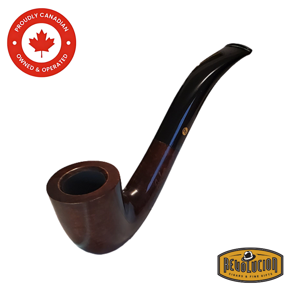 Side view of the Brigham Heritage #47 Smoking Pipe showing its dark polished bowl, smooth finish, and gently curved stem.