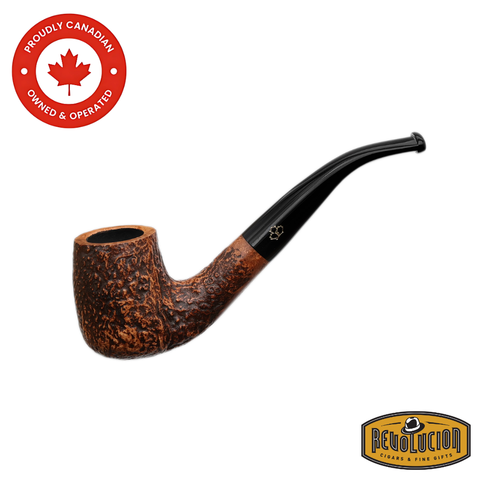 Brigham System #23S smoking pipe featuring a smooth bent apple shape, crafted from high-quality briar wood with a rich finish and integrated rock maple filter system for a cooler, drier smoke.