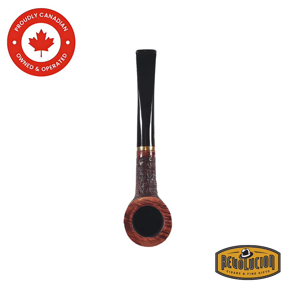 Top-down view of the Brigham Tundra #03 smoking pipe focusing on the bowl’s inner chamber and smooth rim.